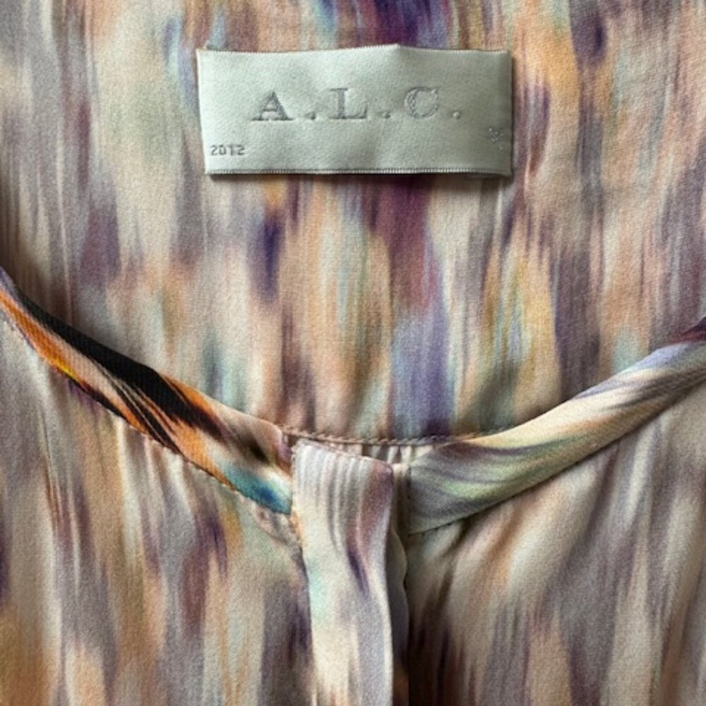 A.L.C. Mini Dress / Tunic - Pastel Water Colors 100% Silk - Size L - Picture 3 of 9